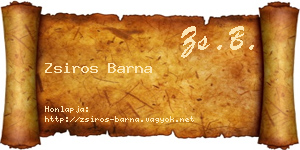 Zsiros Barna névjegykártya